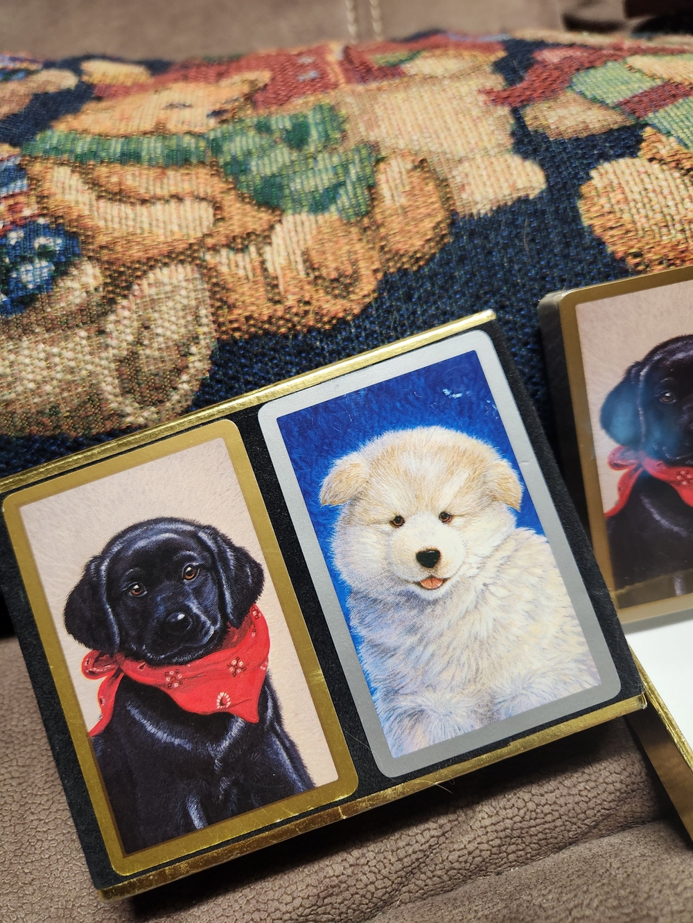 Vintage Congress Playing Cards Double Deck Set - Puppy Portraits (Factory Sealed